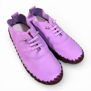 Womens Purple Slip On Loafer Sneakers Whipstitch Detail Comfort‎ Walking Shoes